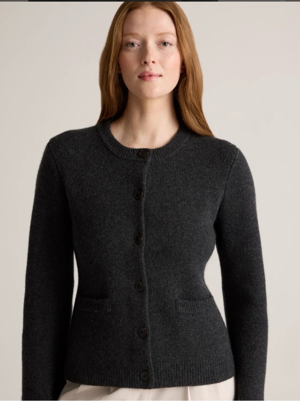 Mongolian Cashmere Structured Cardigan Black S Lightweight Luxury